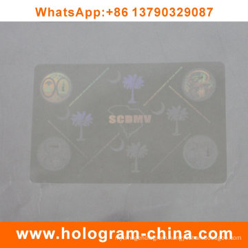 Anti-Fake 3D Laser Transparent ID Card Overlay Hologram